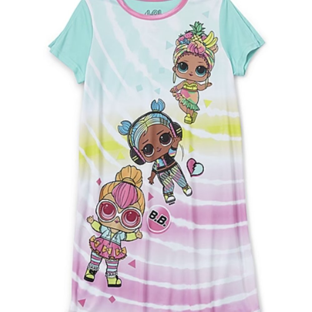 GIRLS LOL CREW NECK SHORT SLEEVE NIGHT GOWN SIZE 6 #K92 - Picture 1 of 2